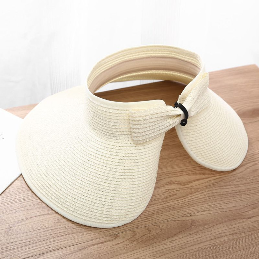 UV Protection Beach Straw Hat For Women Foldable Wide Brim Bowknot Visor Sun Hat For Travel  Summer 14