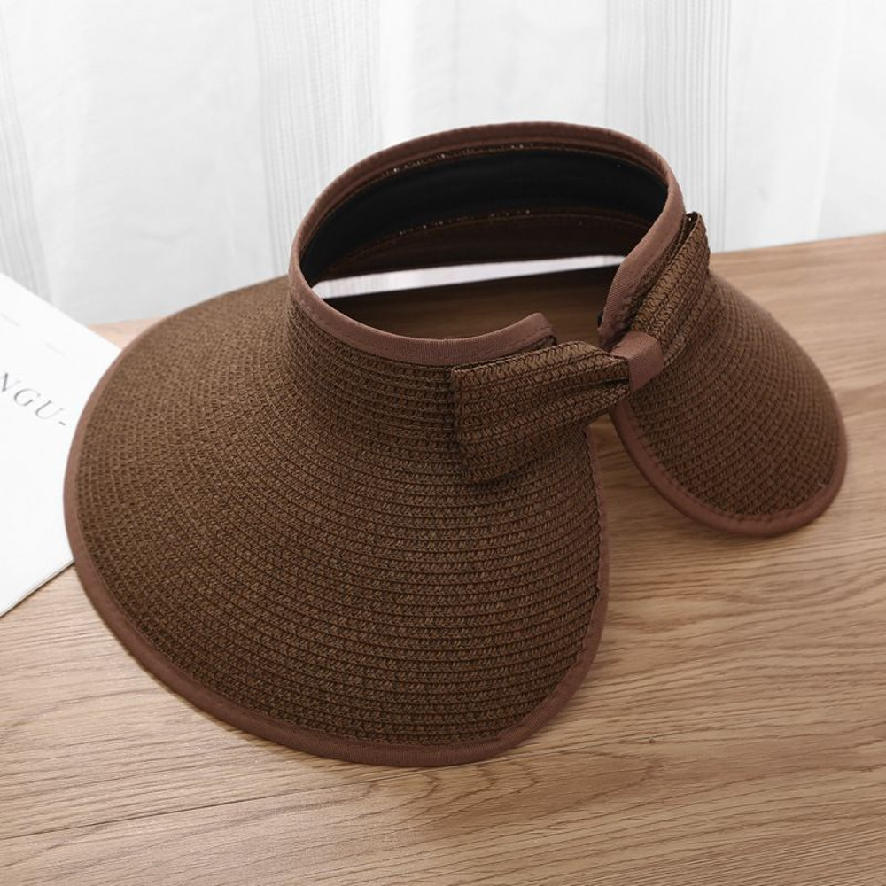 UV Protection Beach Straw Hat For Women Foldable Wide Brim Bowknot Visor Sun Hat For Travel  Summer 10