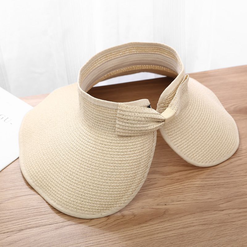 UV Protection Beach Straw Hat For Women Foldable Wide Brim Bowknot Visor Sun Hat For Travel  Summer 11