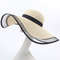 Women Big Brim Sun Hat Foldable Straw Beach Hat With UV Protection Vintage Waves Design 5