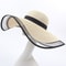 Women Big Brim Sun Hat Foldable Straw Beach Hat With UV Protection Vintage Waves Design 5