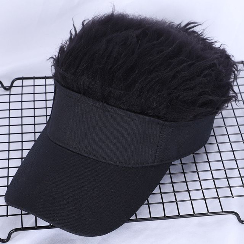 Adjustable Sun Visor for Men Women Stylish Baseball Cap with Spiked Fake Hair for Casual Sun Prot