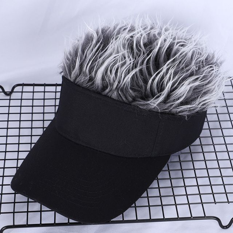 Adjustable Sun Visor for Men Women Stylish Baseball Cap with Spiked Fake Hair for Casual Sun Prot