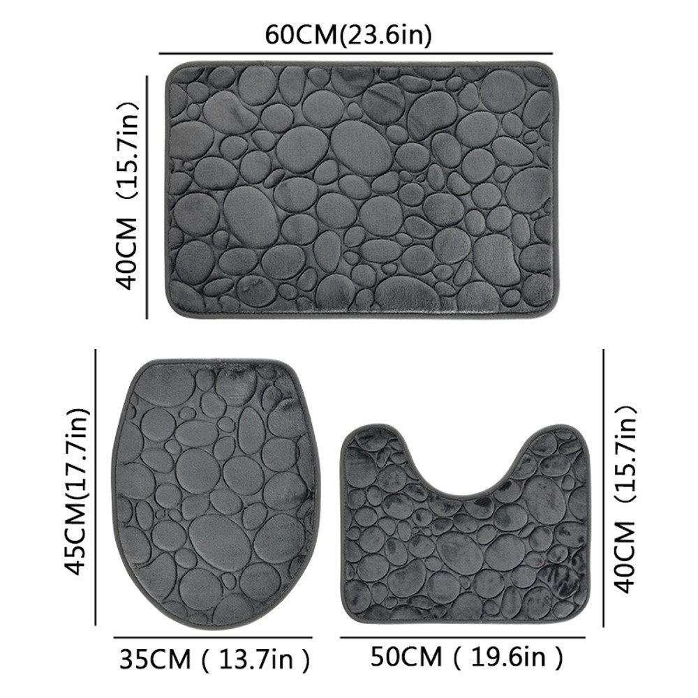 Modern Stone Pattern Bath Mat Set UltraAbsorbent NonSlip  Comfortable for Simple Bathroom Decor
