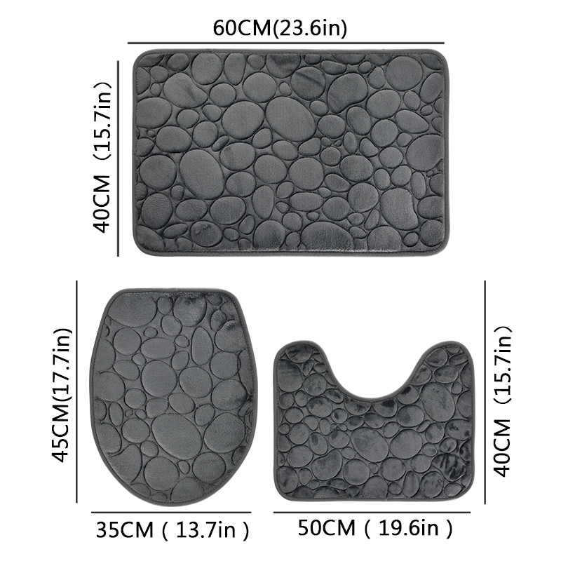 Modern Stone Pattern Bath Mat Set UltraAbsorbent NonSlip  Comfortable for Simple Bathroom Decor