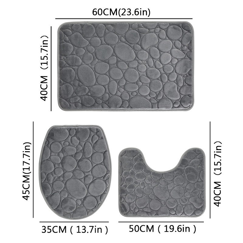 Modern Stone Pattern Bath Mat Set UltraAbsorbent NonSlip  Comfortable for Simple Bathroom Decor
