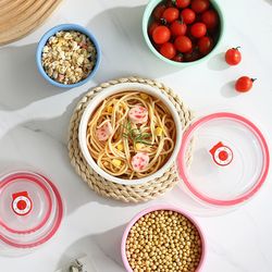 eco-friendly wheat straw bowl set, microwave-safe, fresh-keeping food storage containers with lids (3-piece)