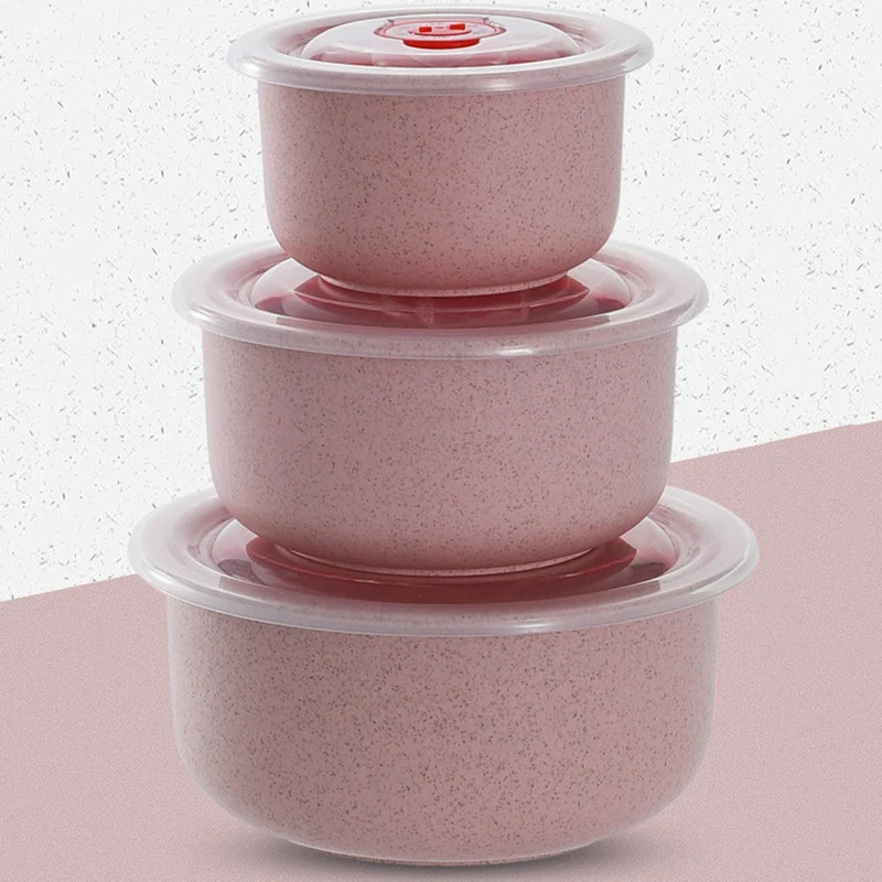 EcoFriendly Wheat Straw Bowl Set MicrowaveSafe FreshKeeping Food Storage Containers with Lids