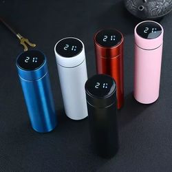 temperature display thermos, hot/cold stainless steel divided thermos bottle for outdoor & daily use