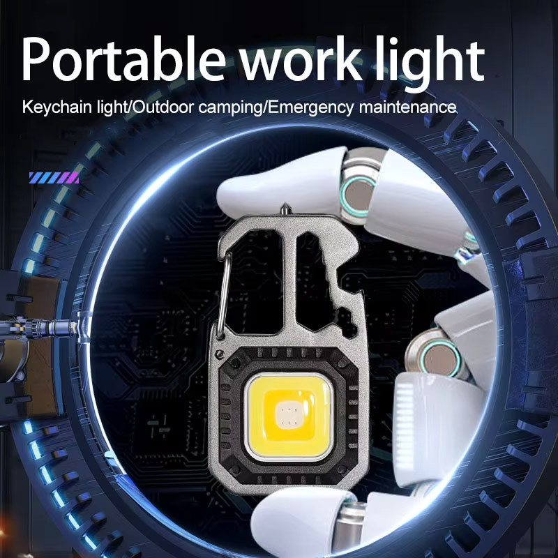 Rechargeable Keychain Work Light With Battery Display High Lumens Portable LED Light For Camping Hi