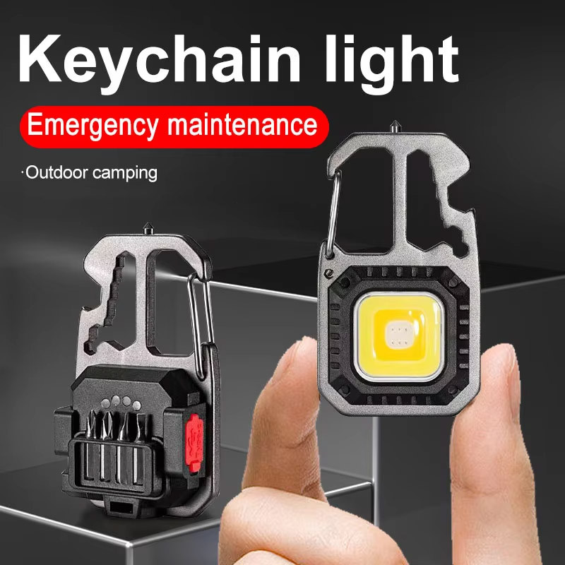 Rechargeable Keychain Work Light With Battery Display High Lumens Portable LED Light For Camping Hi