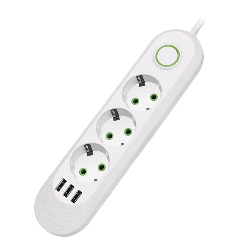 2500W Power Strip with AC Outlet USB Ports Multiprise Extension Cord Fast Charging Surge Prote