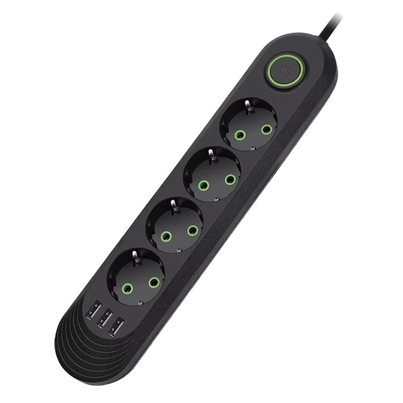 2500W Power Strip with AC Outlet USB Ports Multiprise Extension Cord Fast Charging Surge Prote