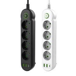 2500w power strip with ac outlet & usb ports, multiprise extension cord, fast charging & surge protection