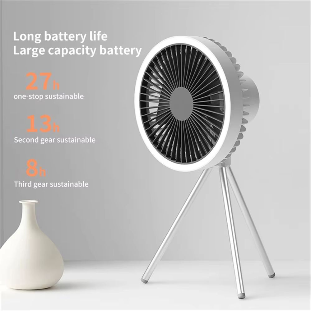 Rechargeable Camping Fan With Power Bank LED Light Portable Desktop Ceiling Fan 10000mAh Battery 4