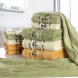 premium bamboo fiber towels set, ultra-soft, thick & absorbent luxury bath towels for adults