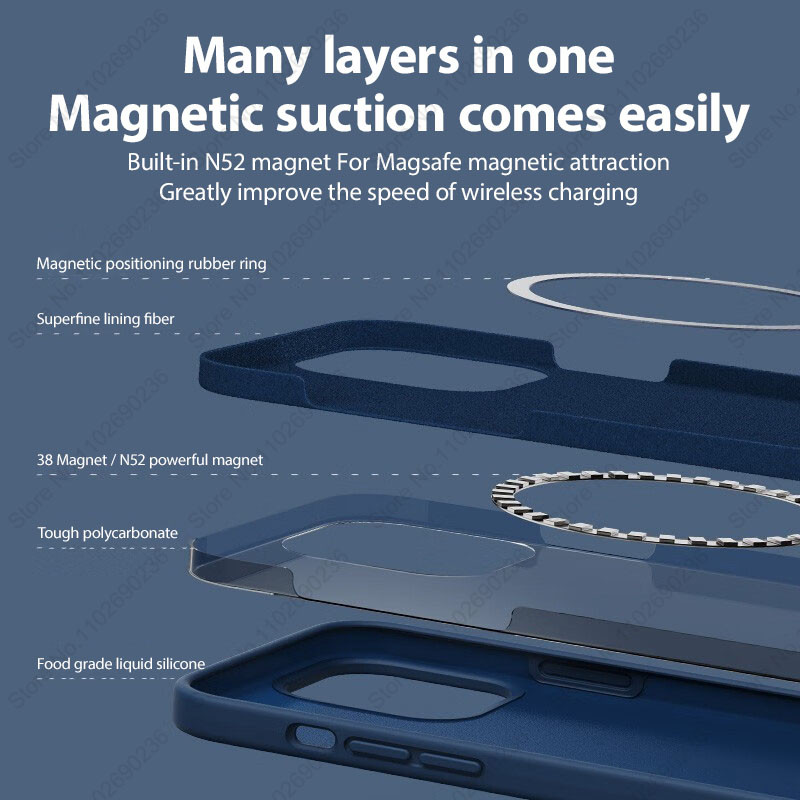 Magsafe Liquid Silicone Case for iPhone UltraThin Magnetic Wireless Charging Shockproof Cover
