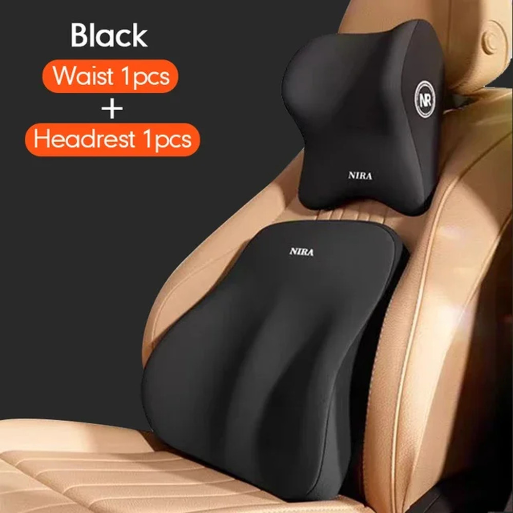 Car Lumbar Support Pillow Memory Foam Headrest Back Cushion for Ultimate Driving Comfort