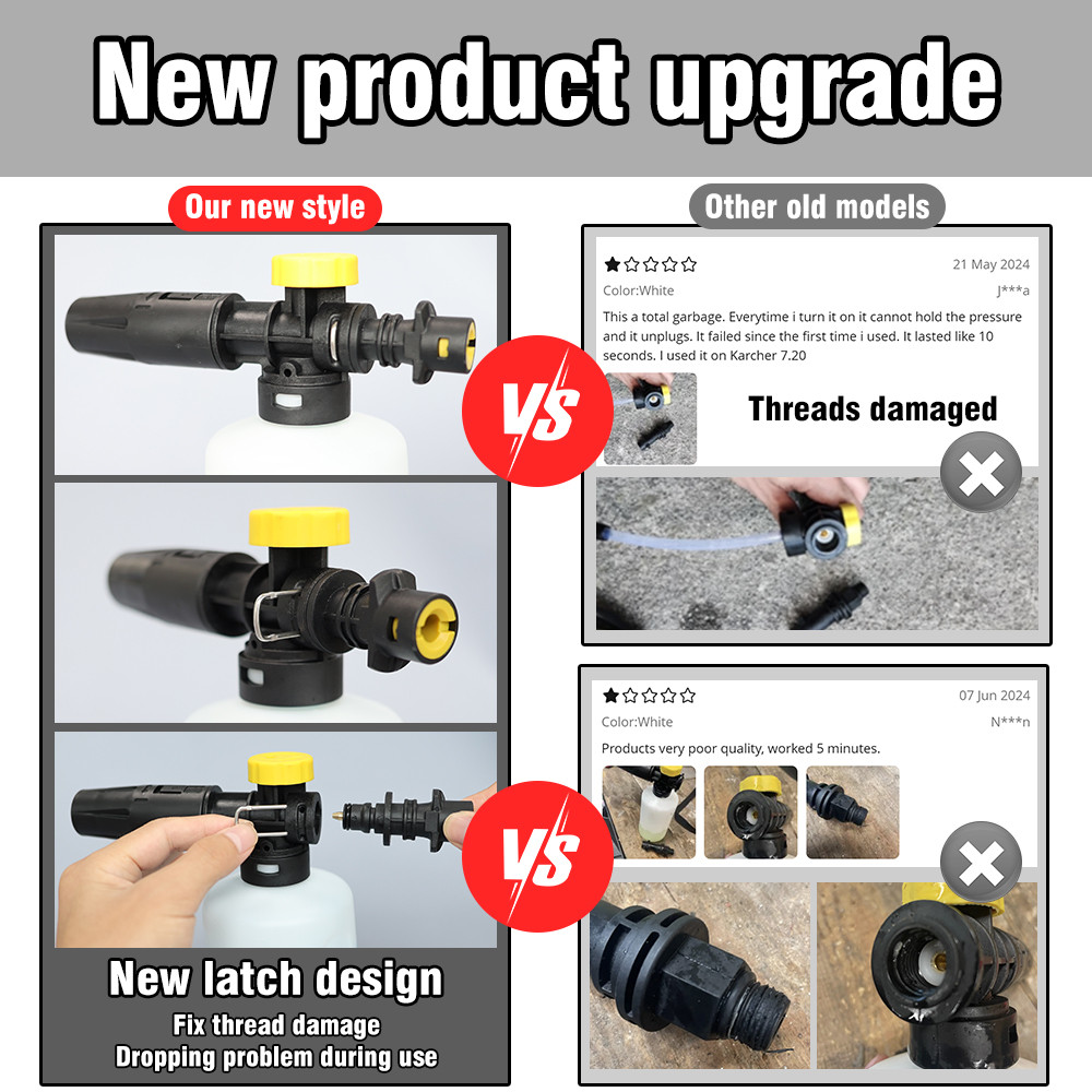 Karcher Foam Lance Kit Adjustable Snow Cannon Nozzle for Pressure Washer Perfect for Car Wash De