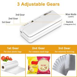 mini bag sealer & cutter, usb rechargeable handheld plastic bag heat sealing machine for snacks & food packaging