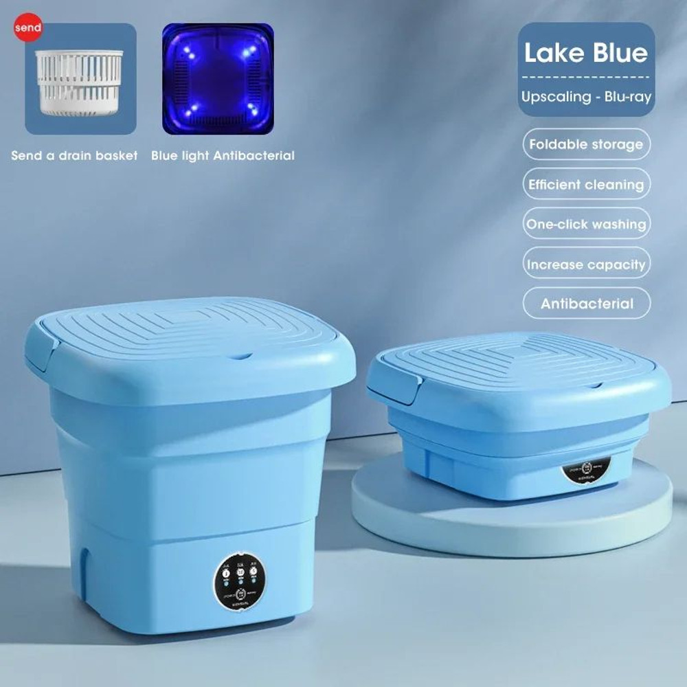 Mini Portable Washing Machine Foldable Laundry Washer Dehydrator For Socks Underwear Panties Travel 6