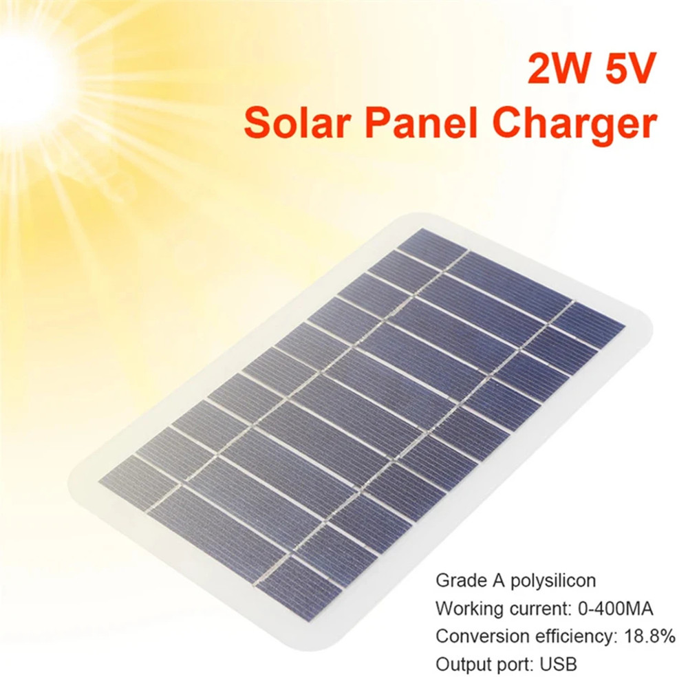Compact 2W 5V Solar Charger Portable Mini Solar Panel for Outdoor Phone Charging