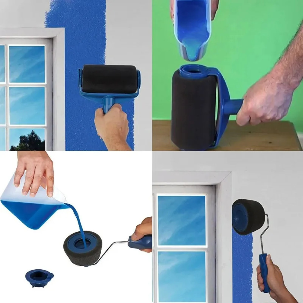 Wall Paint Roller with SelfPriming Drum Brush Latex Painting Tool for Smooth Coats