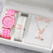 Fashion Women Quartz Watches Jewelry Set Reloj Mujer Silicone Band Clock With Necklace Bracelet Ear 5