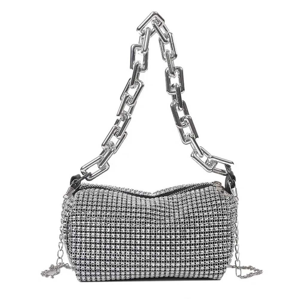 Allover Rhinestone Bucket Bag Glitter Chain Mini Crossbody Prom Purse For Women 5