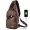 Multifunctional Casual PU Crossbody Bag with USB Charging Mens Chest Bag for Daily Use