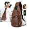 Multifunctional Casual PU Crossbody Bag with USB Charging Mens Chest Bag for Daily Use