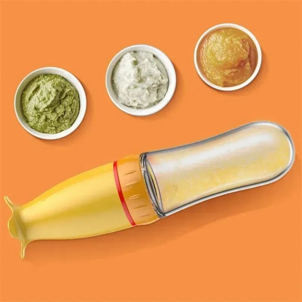 3 Oz Silicone Baby Food Feeder  Squeeze Dispensing Spoon With Suction Cup For Toddlers  Infants 1