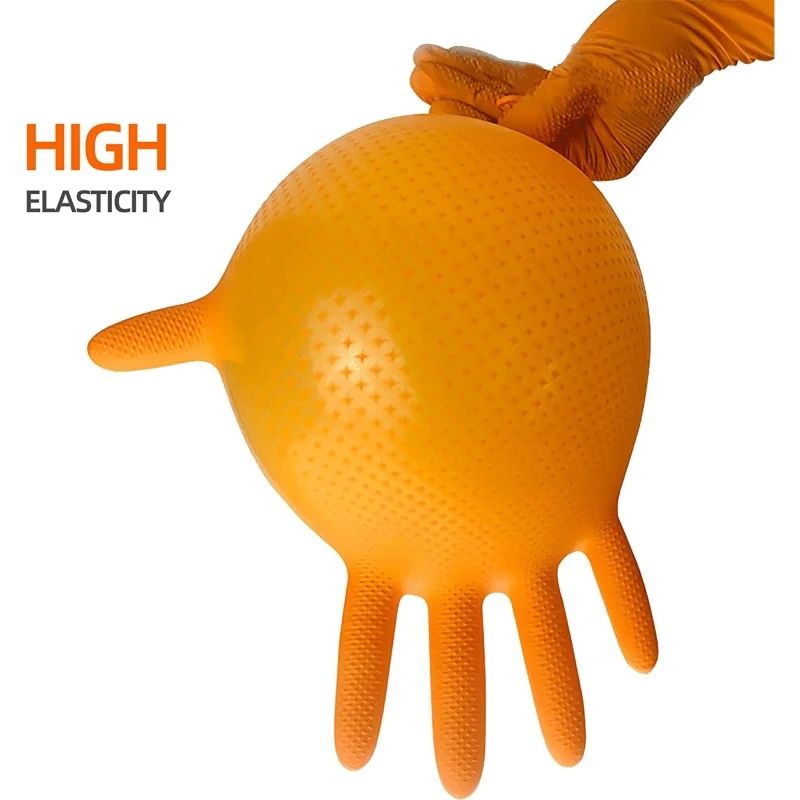 Nitrile Gloves Thick Heavy Duty Industrial Disposable Gloves With Diamond Texture Latex Free Mechan 3