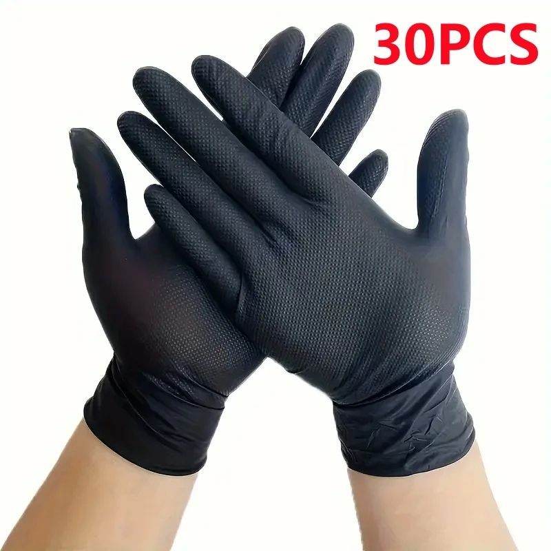 Nitrile Gloves Thick Heavy Duty Industrial Disposable Gloves With Diamond Texture Latex Free Mechan 6