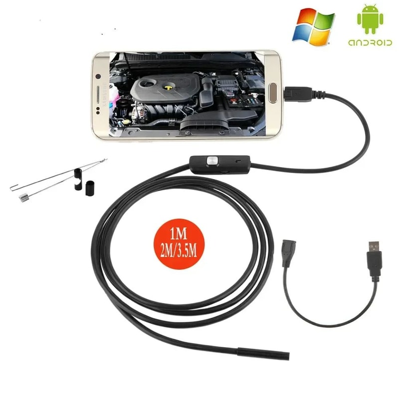 Mini Endoscope Camera For Android Waterproof Borescope With Adjustable LED Lights USBTypeC Adapter 0
