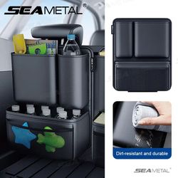 hanging car trunk organizer, pu leather backseat storage bag with large capacity pockets for suv, sedan, hatchback