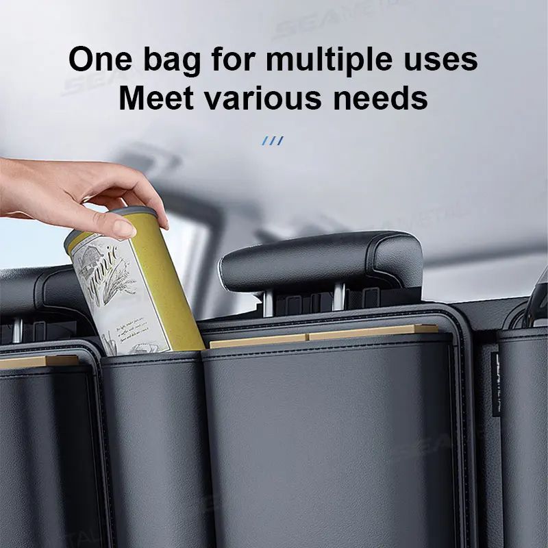 Hanging Car Trunk Organizer PU Leather Backseat Storage Bag With Large Capacity Pockets For SUV Sed 1
