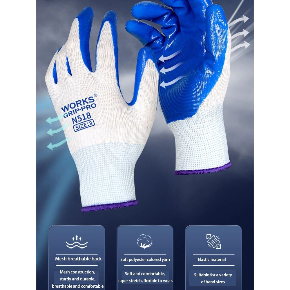 NonSlip Nitrile Work Gloves WearResistant Breathable Safety Gloves For Industrial  Construction Use 1