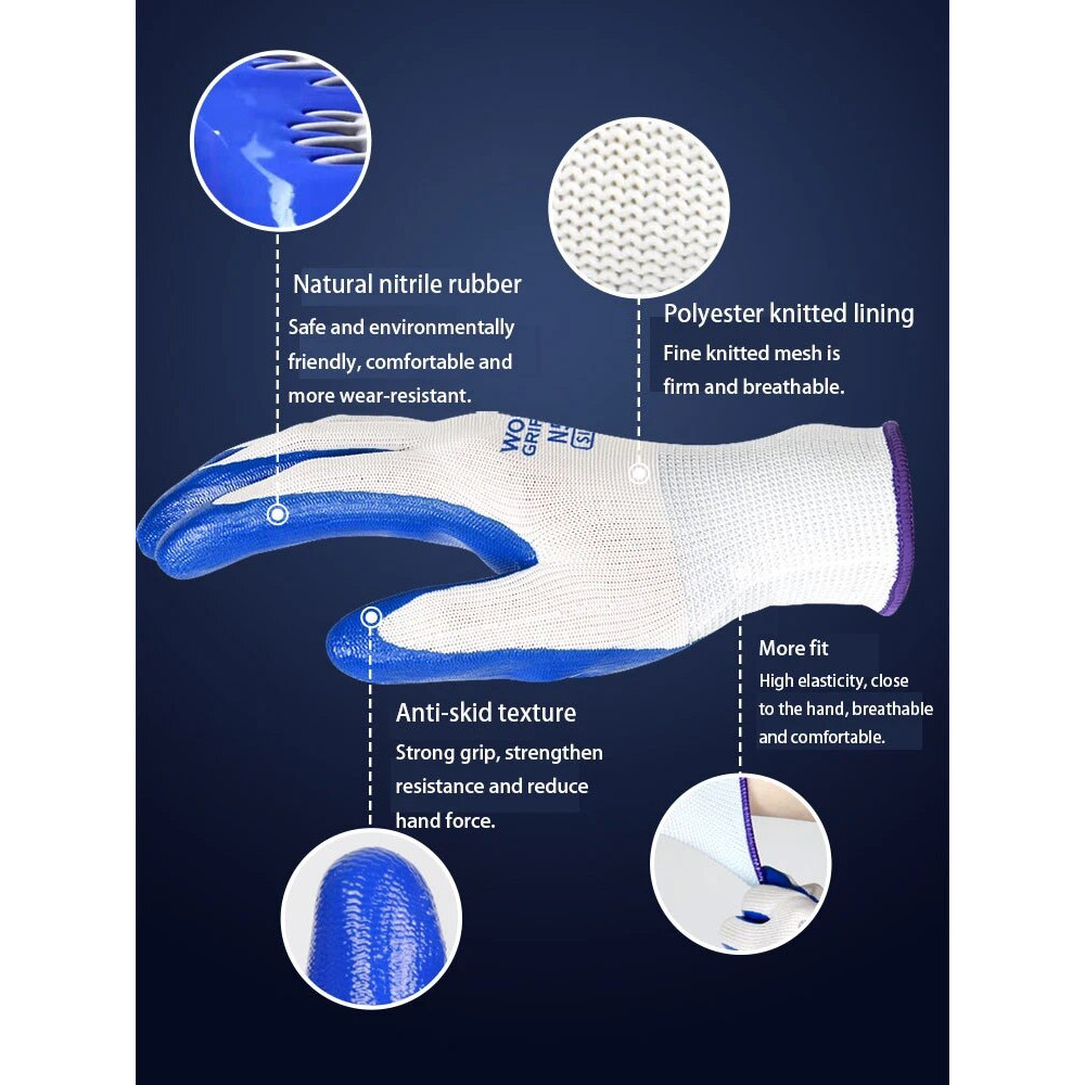 NonSlip Nitrile Work Gloves WearResistant Breathable Safety Gloves For Industrial  Construction Use 3