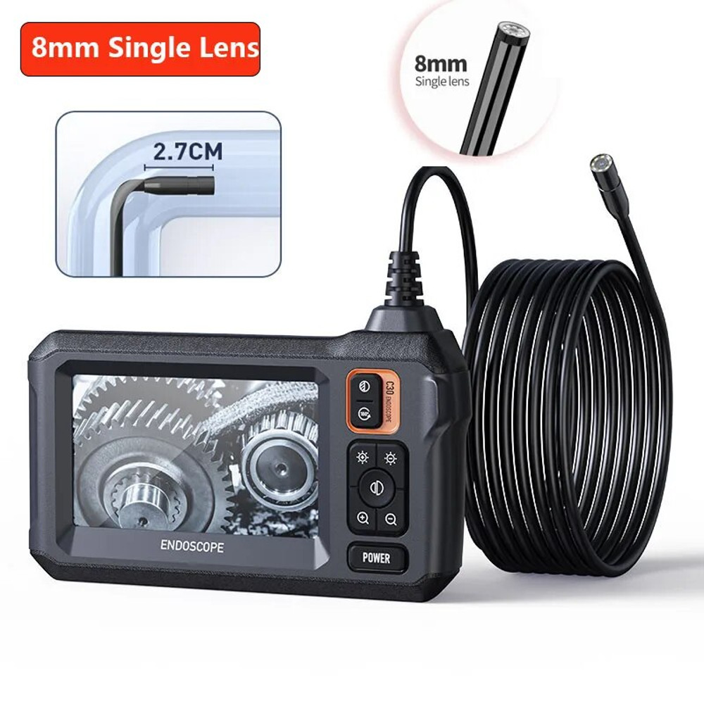 Dual & Single Lens Endoscope Camera, 1080P HD, 4.3" IPS Screen, IP67 Waterproof Borescope for Car & Pipe Inspection