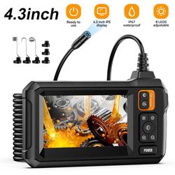 industrial endoscope camera ips screen borescope ip67 waterproof 8 led inspection scope for pipe auto drain sewer repair