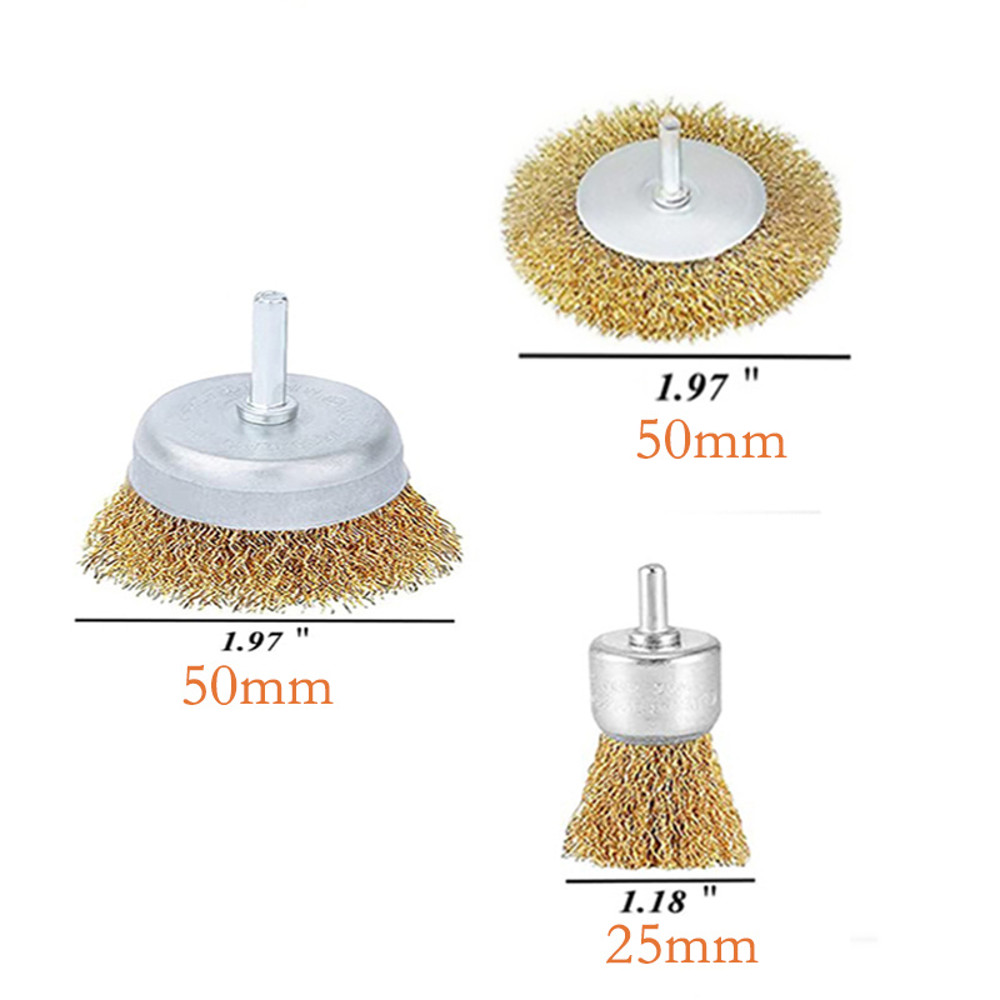 Coarse Crimped Wire Wheel Brush Set 14 Shank Drill Attachment For Rust  Paint Removal 6