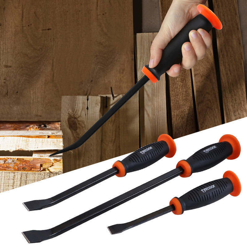Industrial Grade Thicken Pry Bar Angled Tip Crowbar With Protective Hammer Strike Cap Handle 1