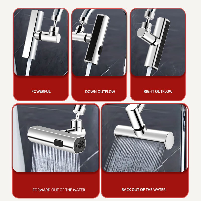 360 Swivel Kitchen Waterfall Faucet 3Mode Universal SplashProof Nozzle Extension 2