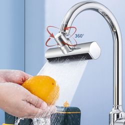360° swivel kitchen waterfall faucet, 3-mode universal splash-proof nozzle extension