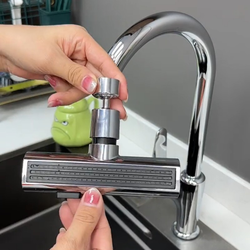 360 Swivel Kitchen Waterfall Faucet 3Mode Universal SplashProof Nozzle Extension 5
