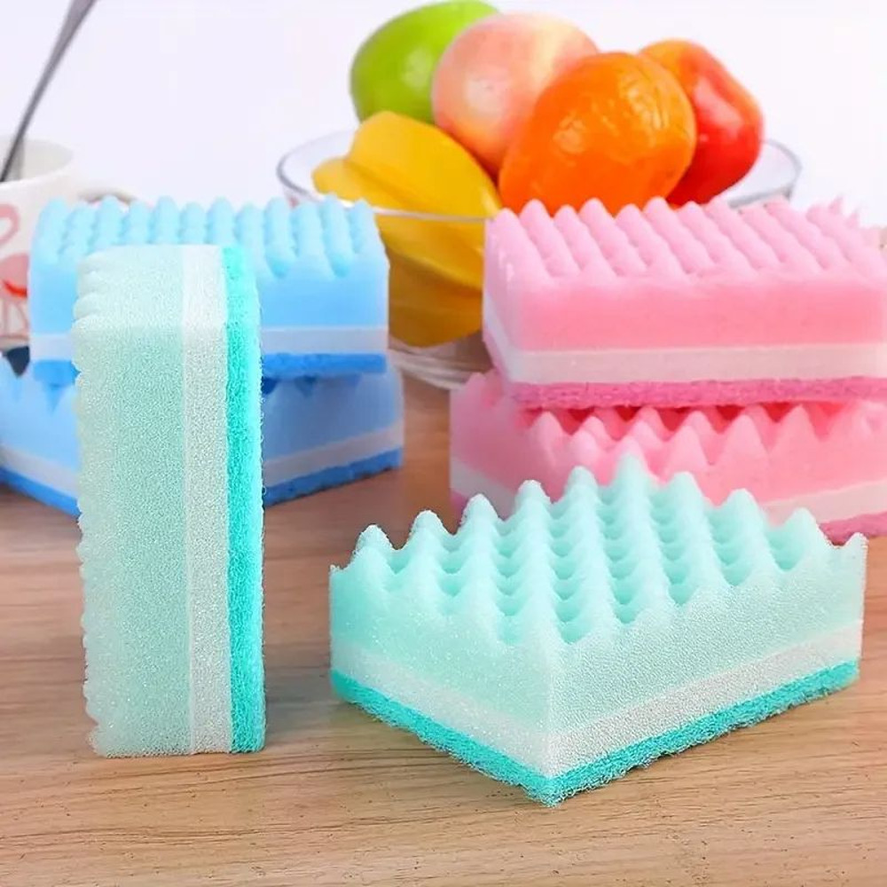 5Pcs Dishwashing Sponge Wood Pulp Cotton Color Magic Cleaning Sponge Set For Rust Removal Pot Brush 4