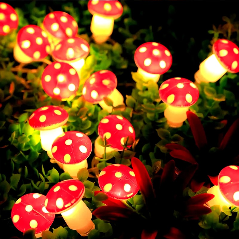 Whimsical Mushroom LED Fairy String Lights Indoor Decorative Christmas Party Ambience 0