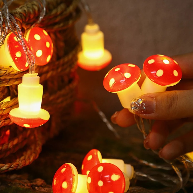 Whimsical Mushroom LED Fairy String Lights Indoor Decorative Christmas Party Ambience 3
