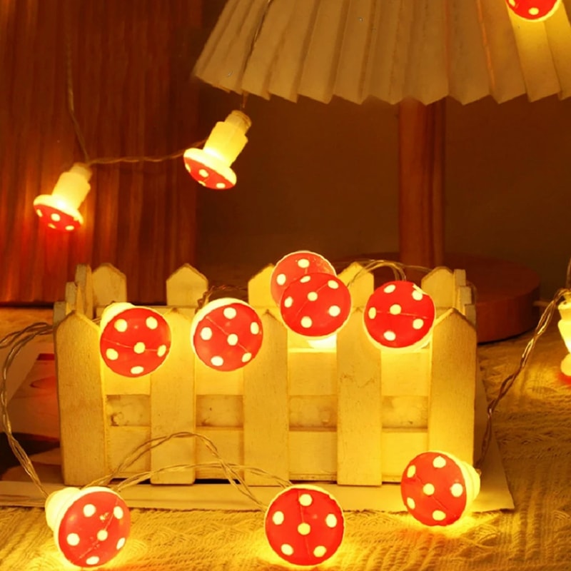 Whimsical Mushroom LED Fairy String Lights Indoor Decorative Christmas Party Ambience 5